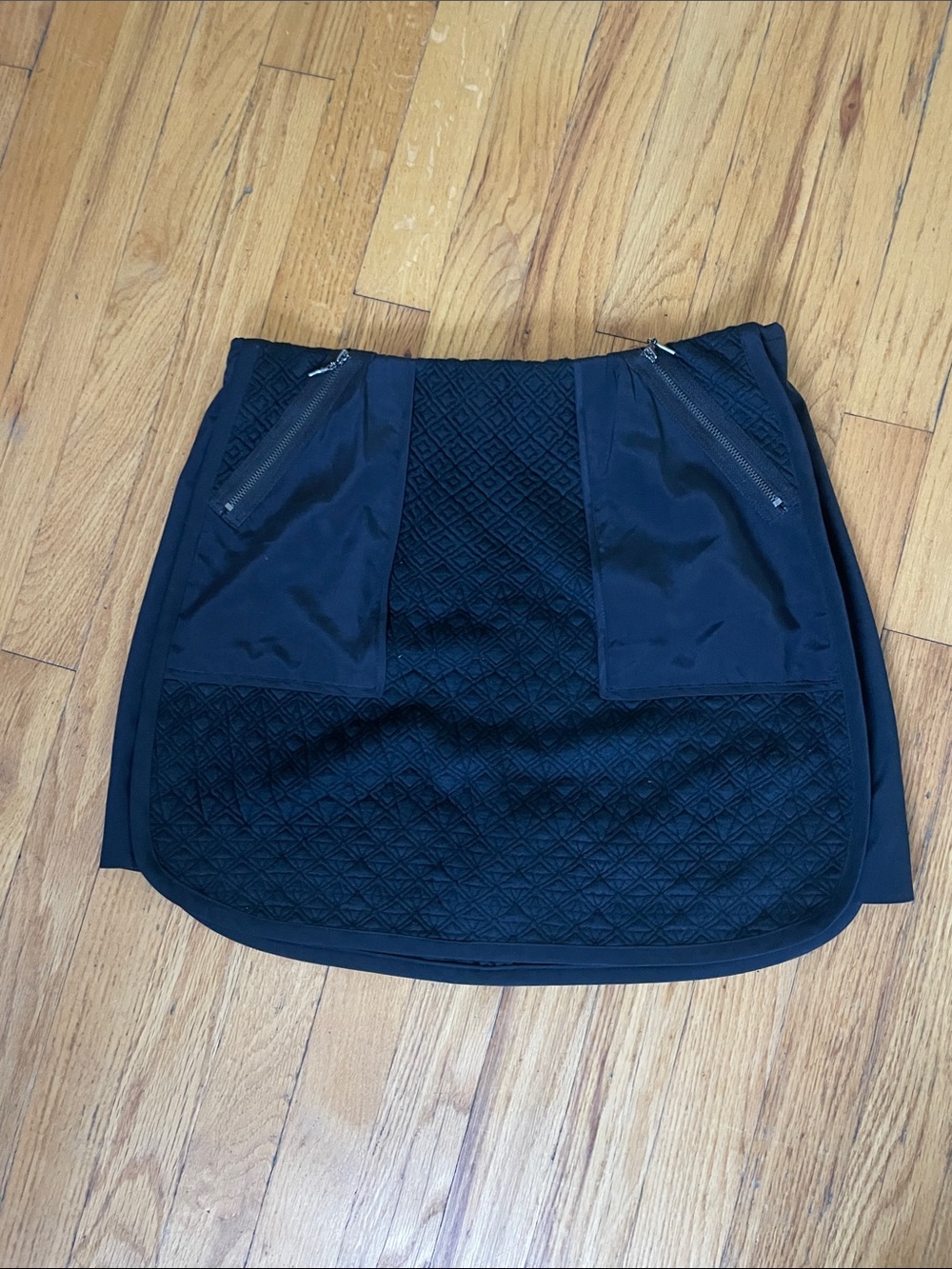 Rebecca Taylor Black Diamond Knit Mini Skirt with Zip Pockets